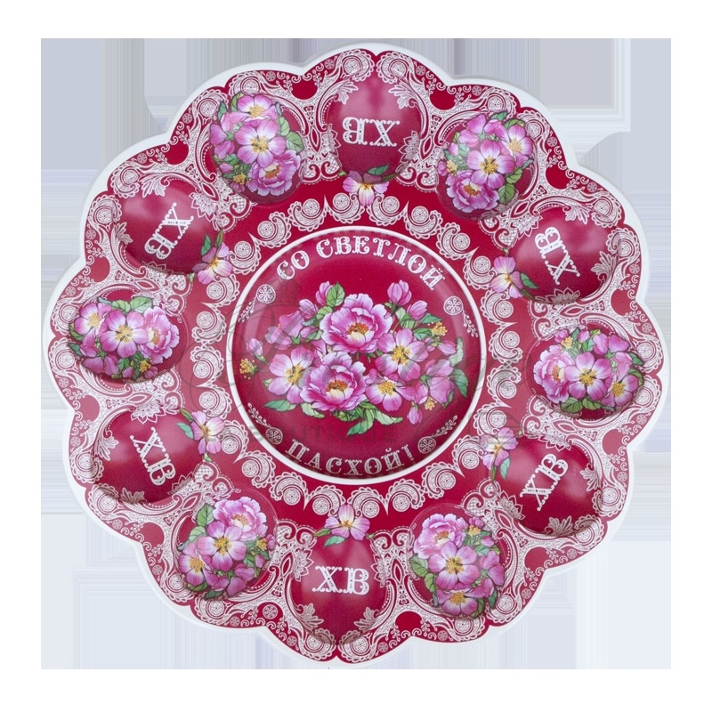 Пасхальная подставка "Цветы" на 12 яиц и 1 кулич "Храм"